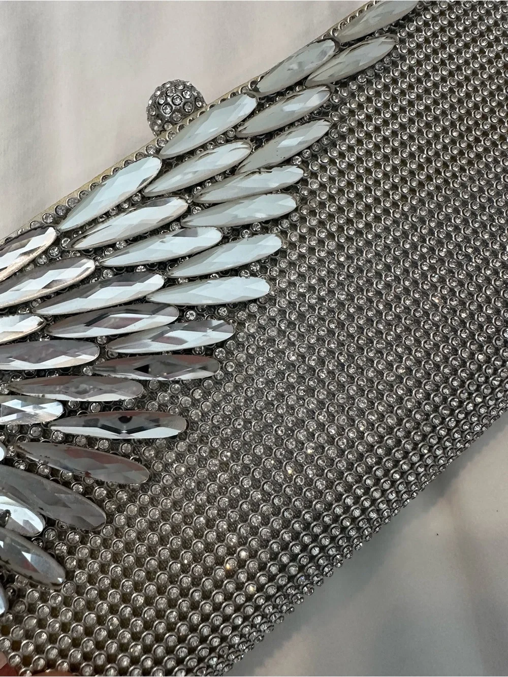 Kate Landry Silver Crystal Embellished Evening Clutch